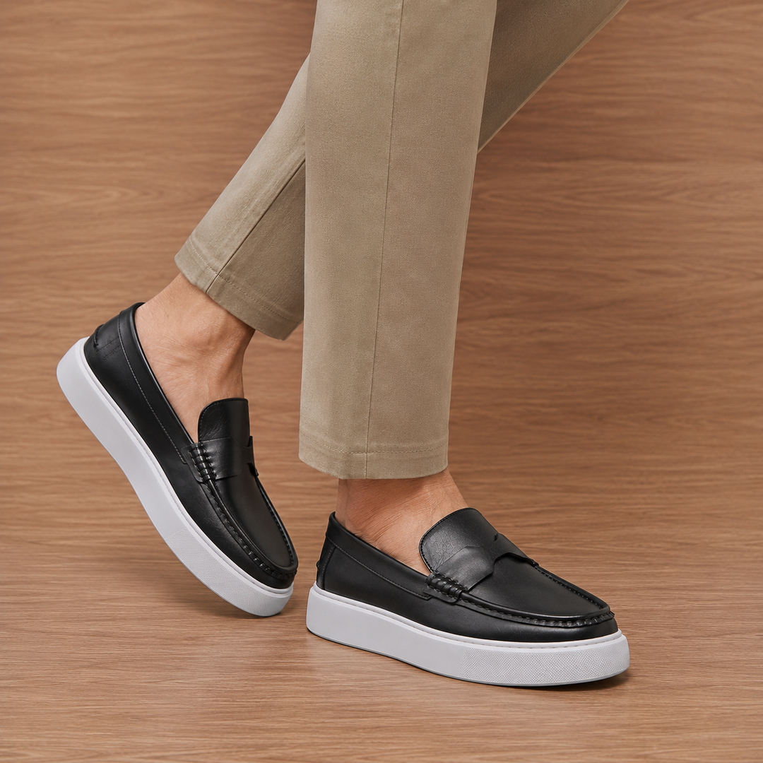 Chunky Sole Leather Loafers