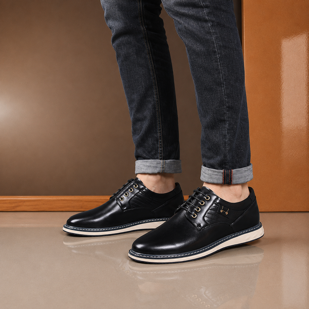 Polished Plain-Toe Derby Shoes