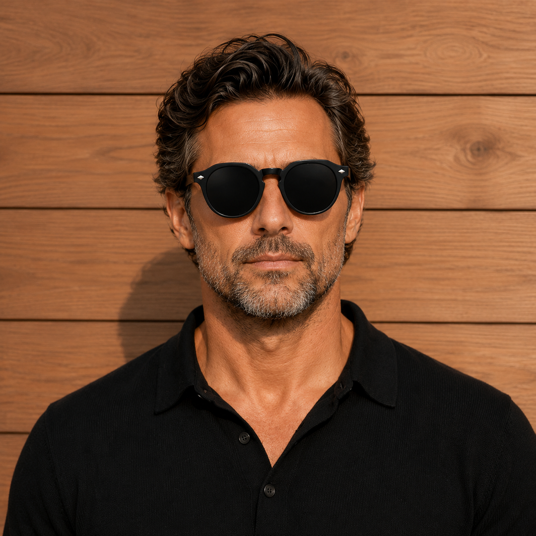 Rounded Full-Rim Sunglasses
