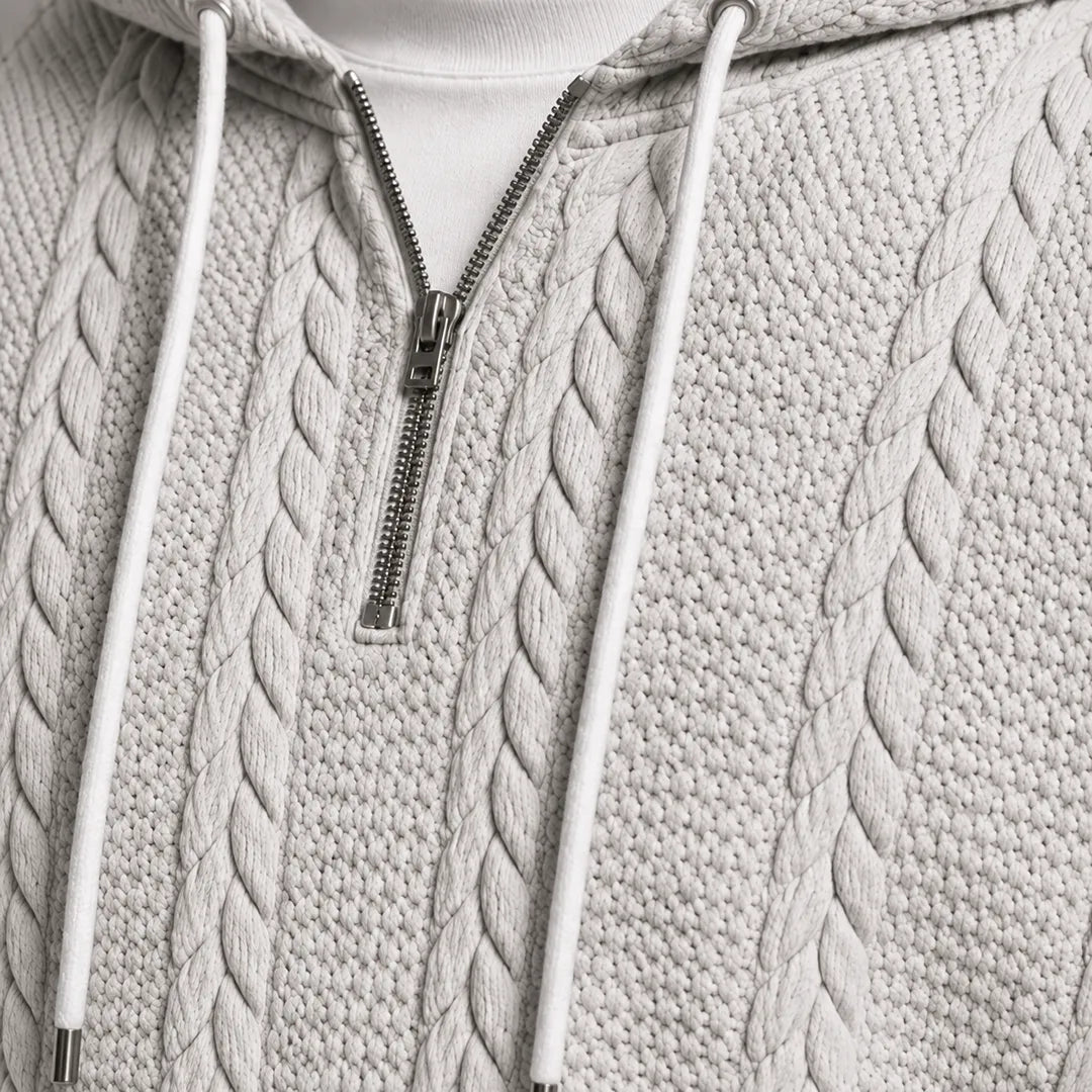 Cable Knit Hooded Pullover