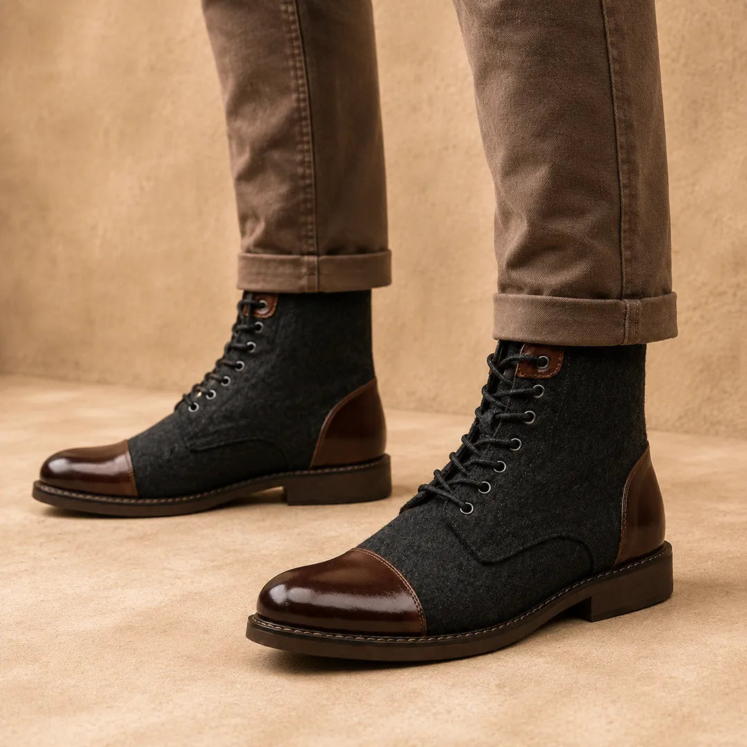 Contrast Lace-Up Boots