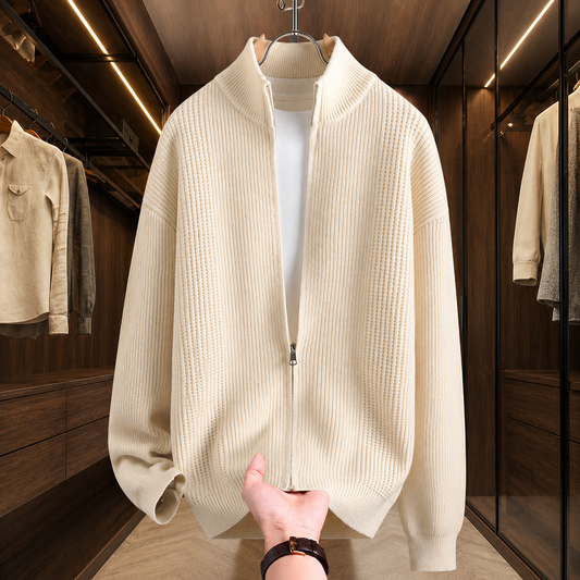 Stand Collar Zip Cardigan