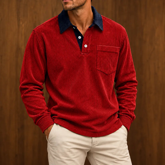 Textured Contrast Collar Pullover