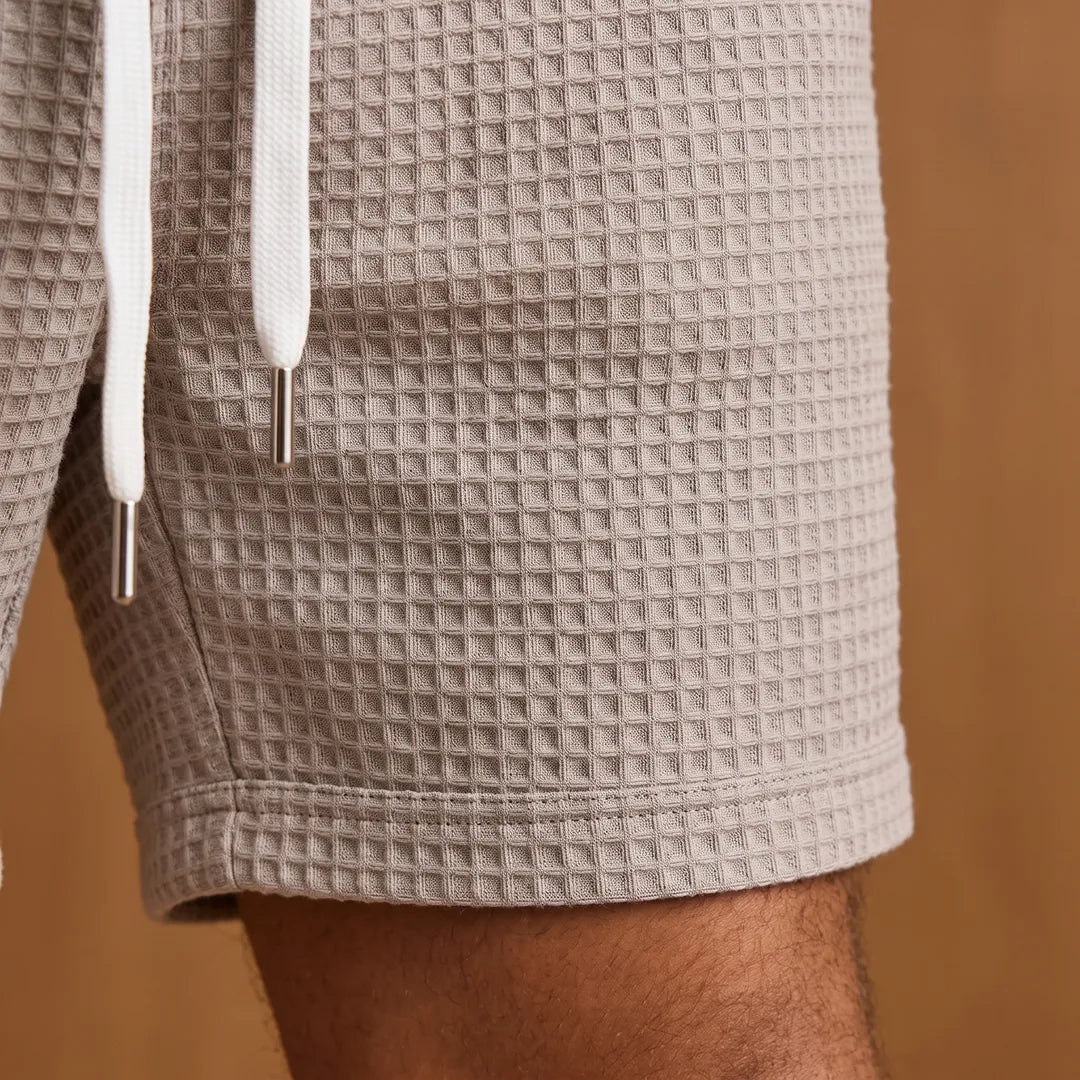 Textured Polo Shorts Set