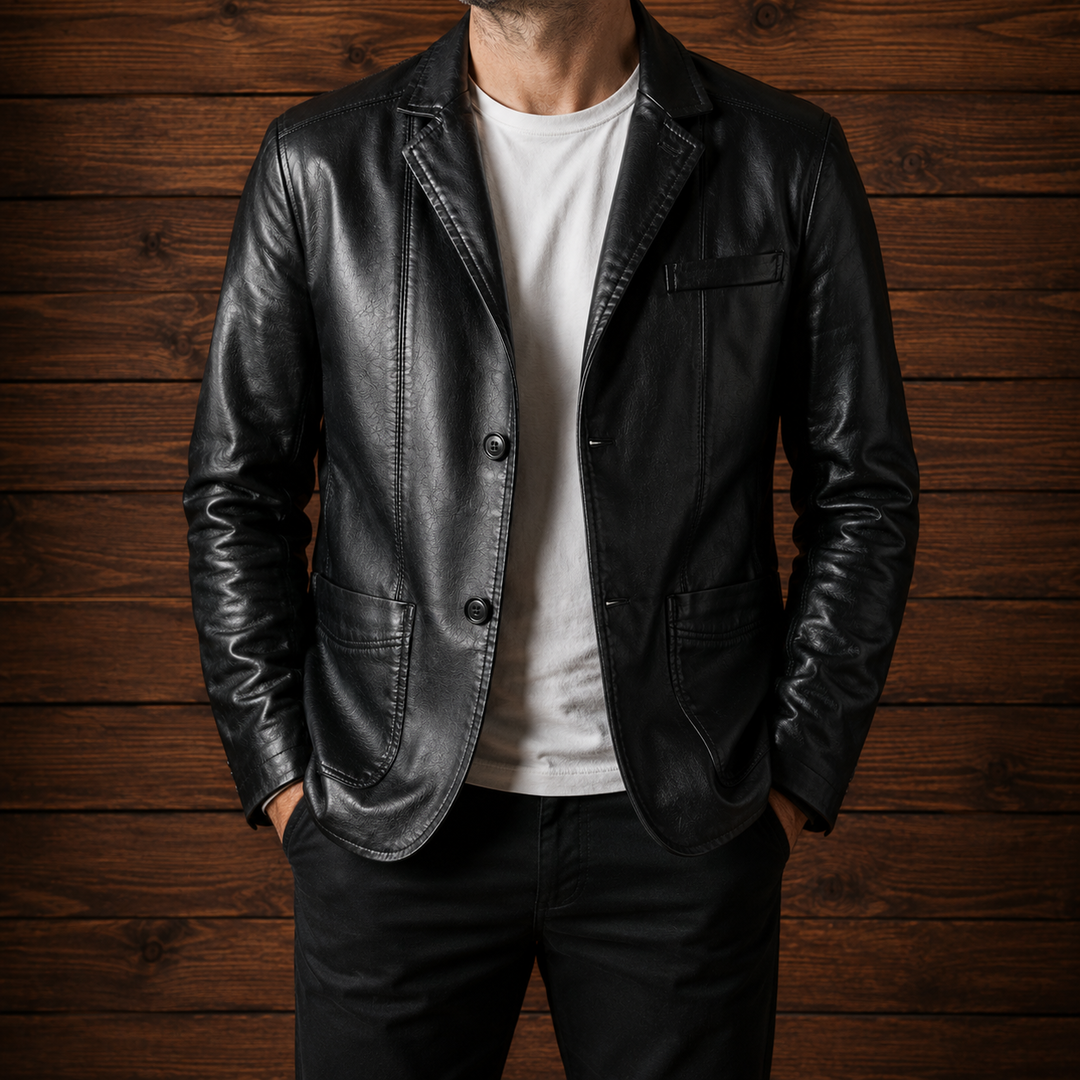 Classic Leather Casual Blazer