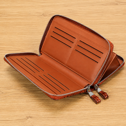 Dual-Zip Crocodile Pattern Wallet