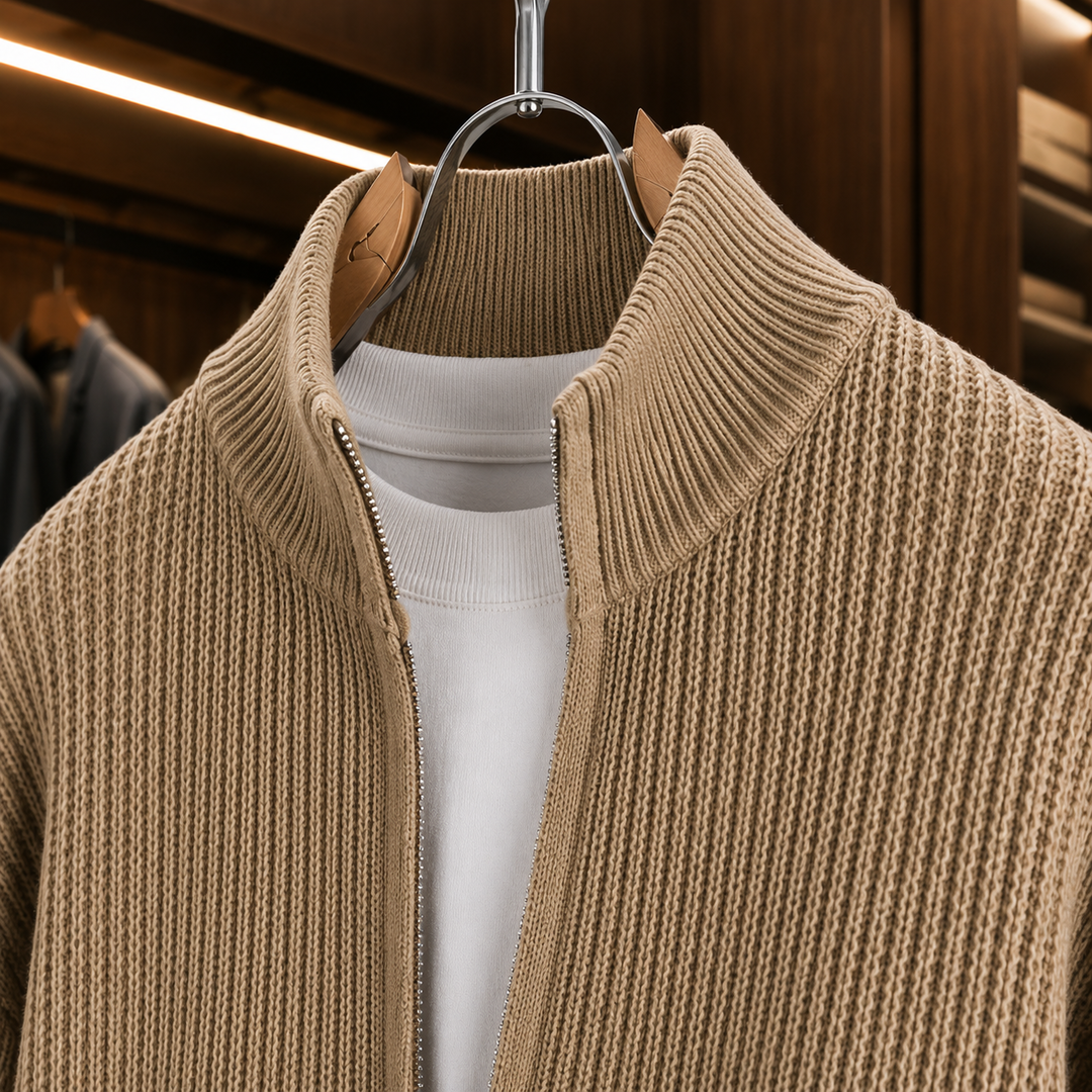 Stand Collar Zip Cardigan