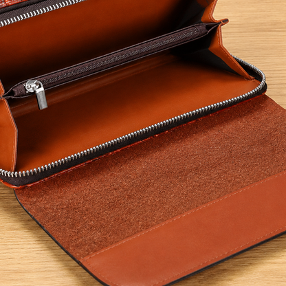 Dual-Zip Crocodile Pattern Wallet