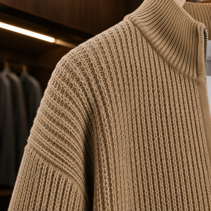 Stand Collar Zip Cardigan