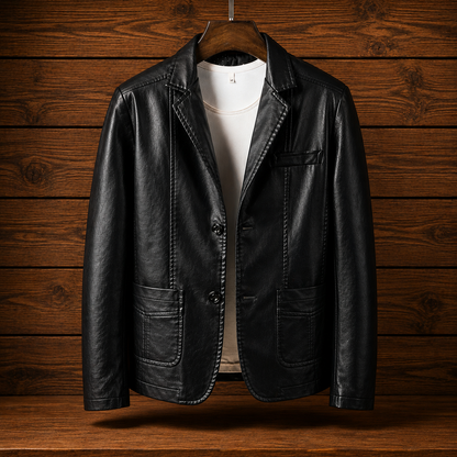 Classic Leather Casual Blazer