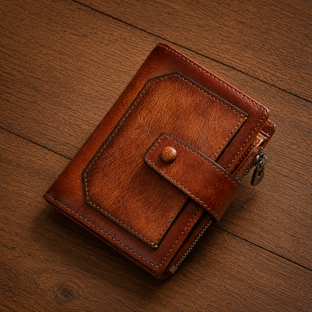 Vintage Leather Zip Wallet