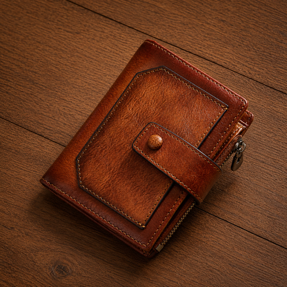 Vintage Leather Zip Wallet
