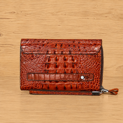 Dual-Zip Crocodile Pattern Wallet