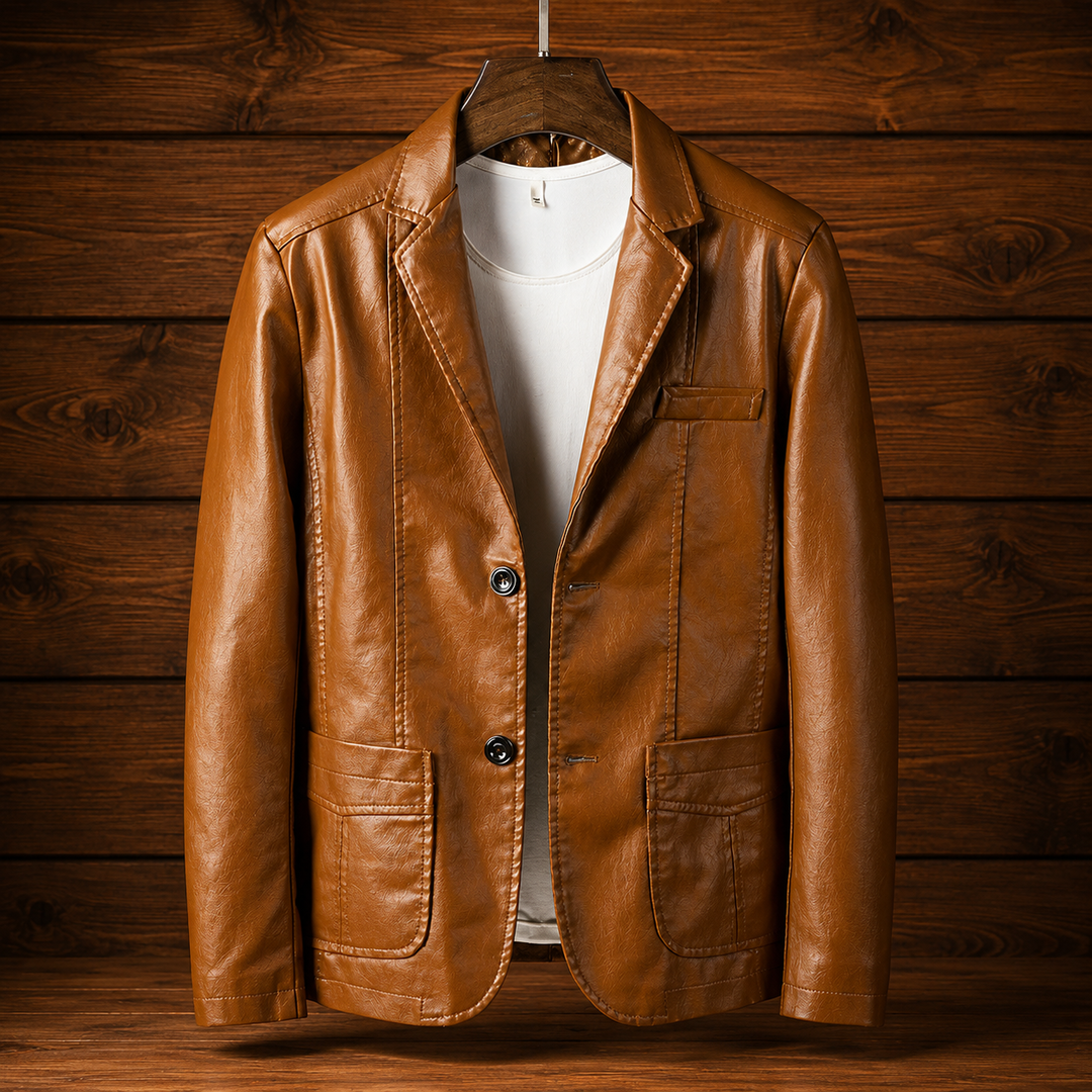 Classic Leather Casual Blazer