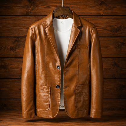 Classic Leather Casual Blazer