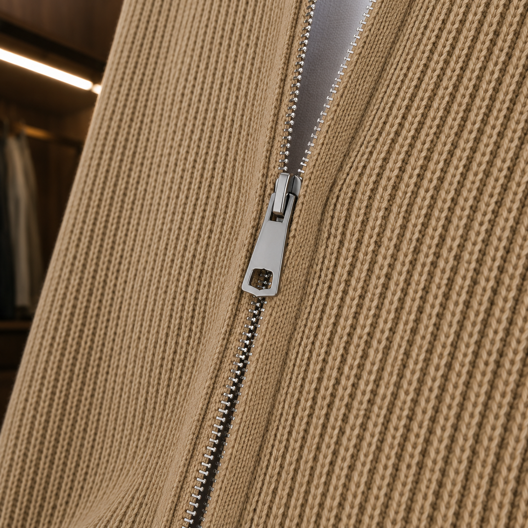 Stand Collar Zip Cardigan