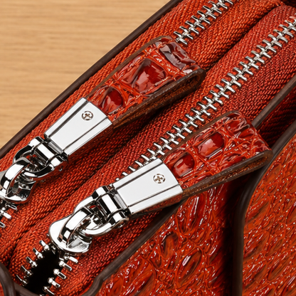 Dual-Zip Crocodile Pattern Wallet