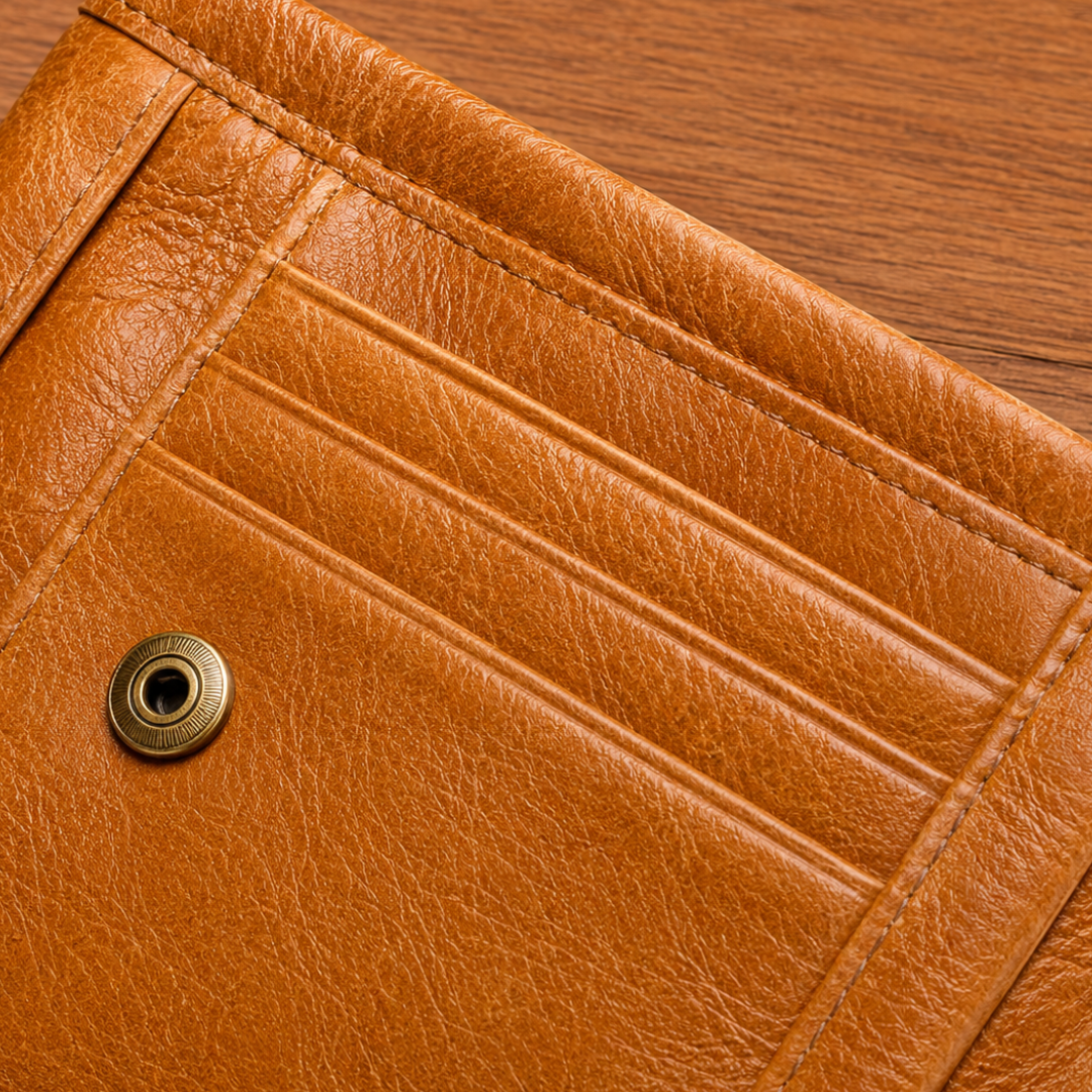 Vintage Leather Trifold Wallet