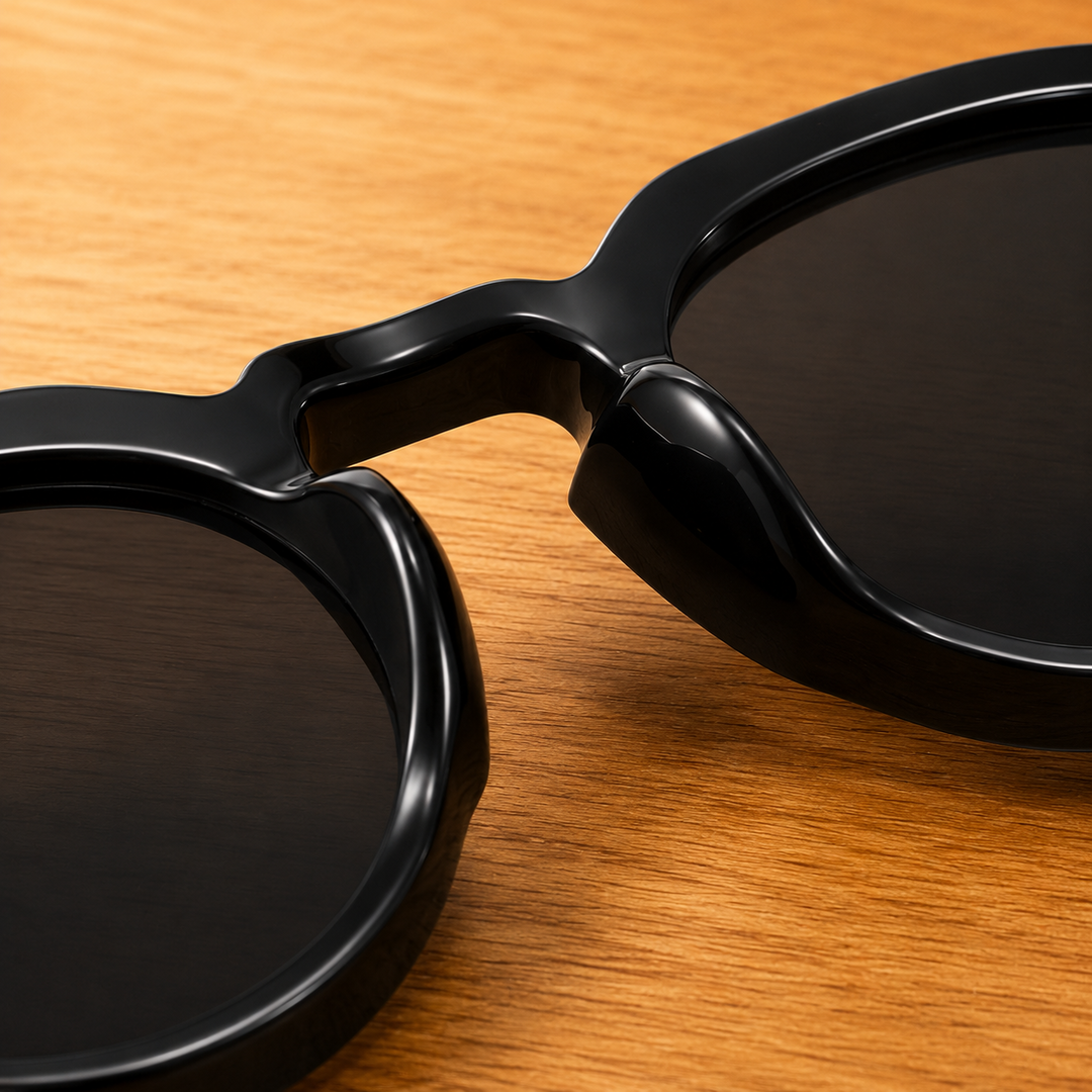 Rounded Full-Rim Sunglasses