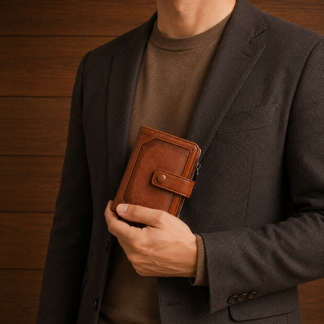 Vintage Leather Zip Wallet