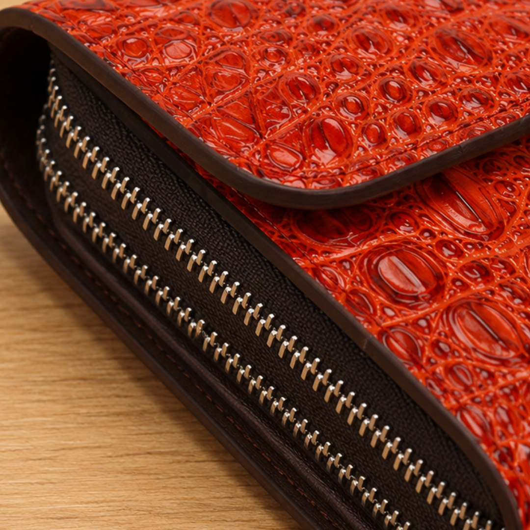 Dual-Zip Crocodile Pattern Wallet