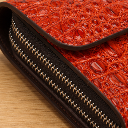 Dual-Zip Crocodile Pattern Wallet