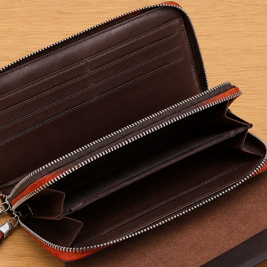 Dual-Zip Crocodile Pattern Wallet