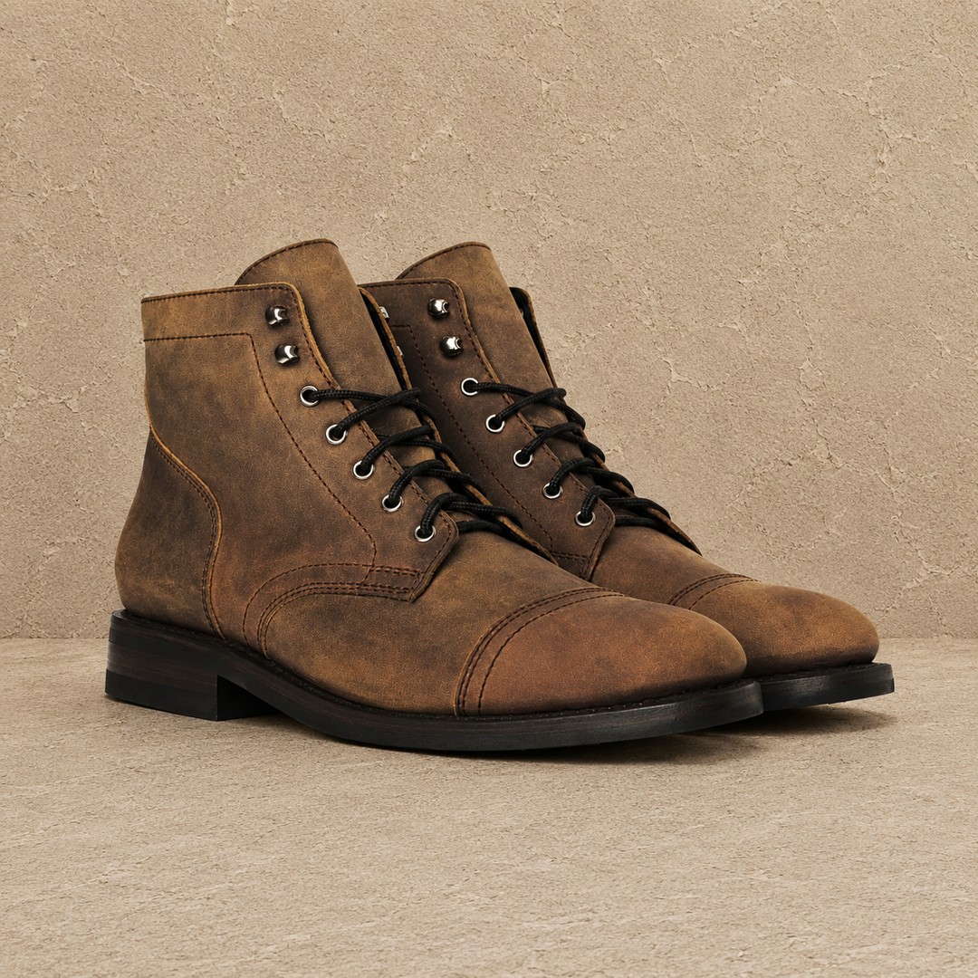 Cap Toe Leather Boots