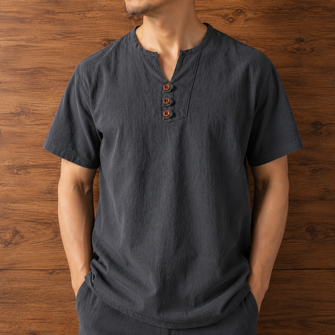 Relaxed Henley Neck Shirt