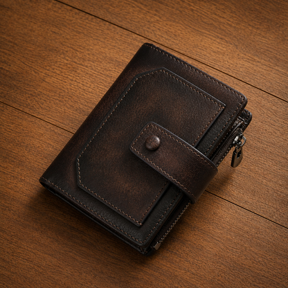 Vintage Leather Zip Wallet