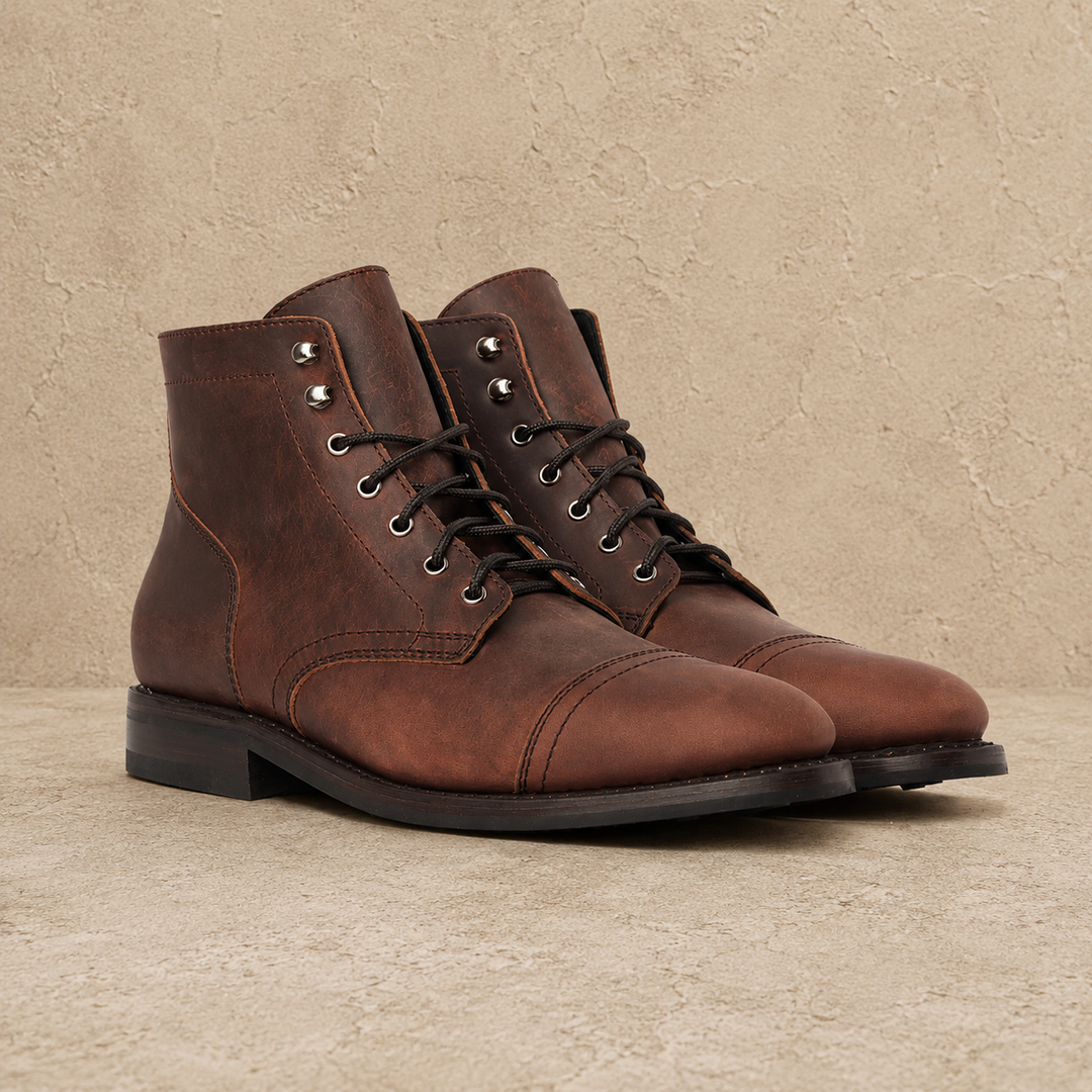 Cap Toe Leather Boots