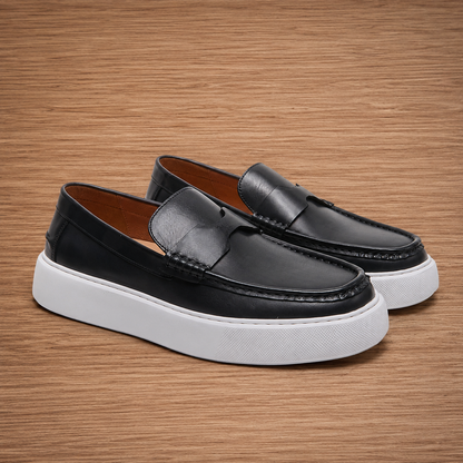 Chunky Sole Leather Loafers