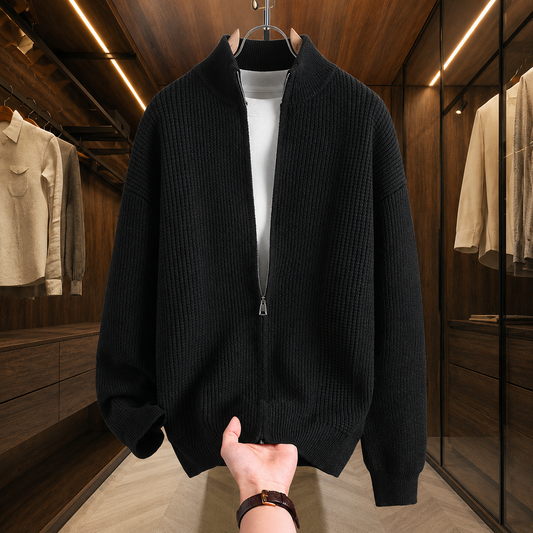Stand Collar Zip Cardigan