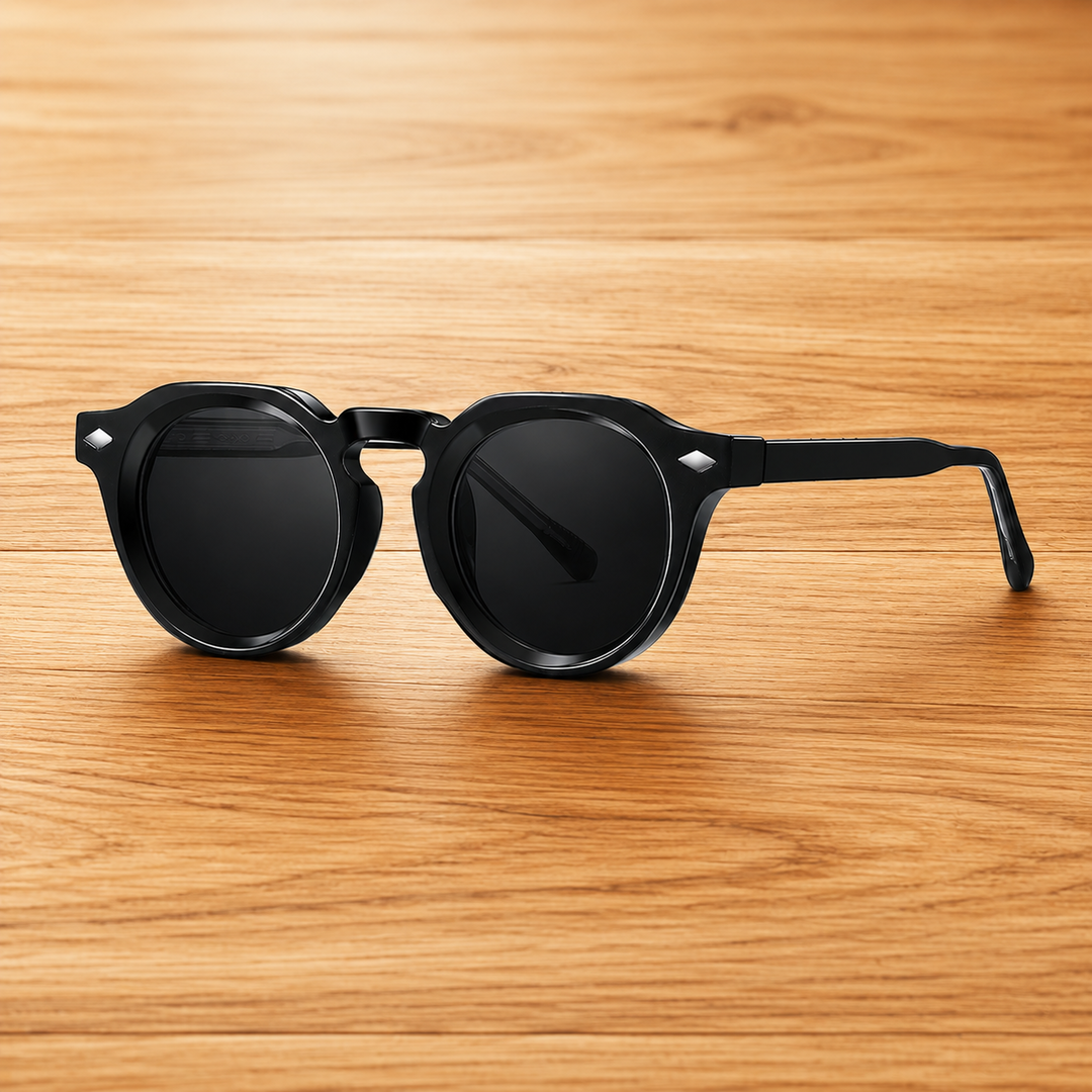 Rounded Full-Rim Sunglasses