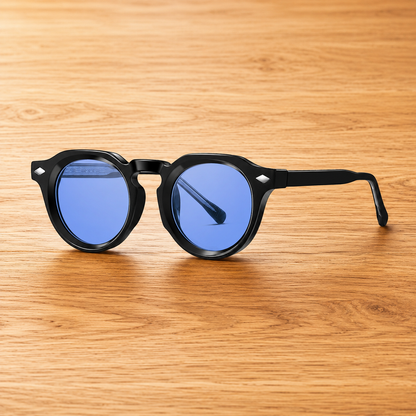 Rounded Full-Rim Sunglasses