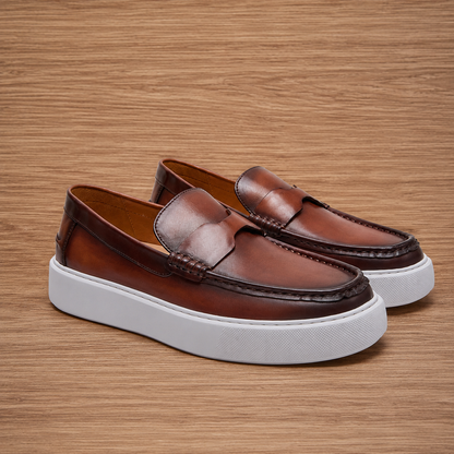 Chunky Sole Leather Loafers