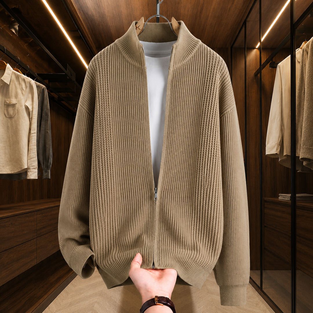 Stand Collar Zip Cardigan