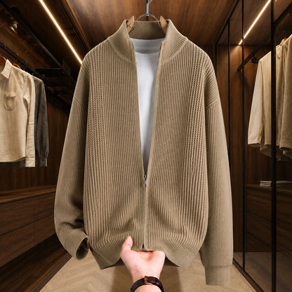 Stand Collar Zip Cardigan