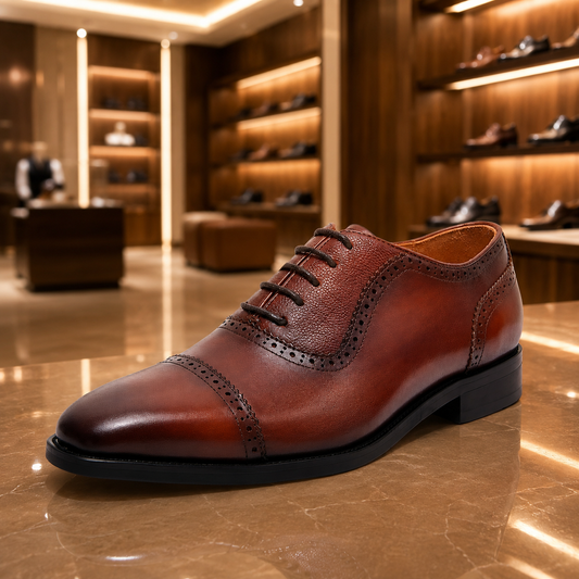 Leather Cap Toe Shoes