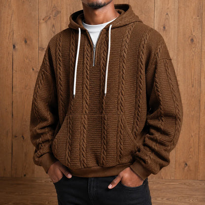 Cable Knit Hooded Pullover