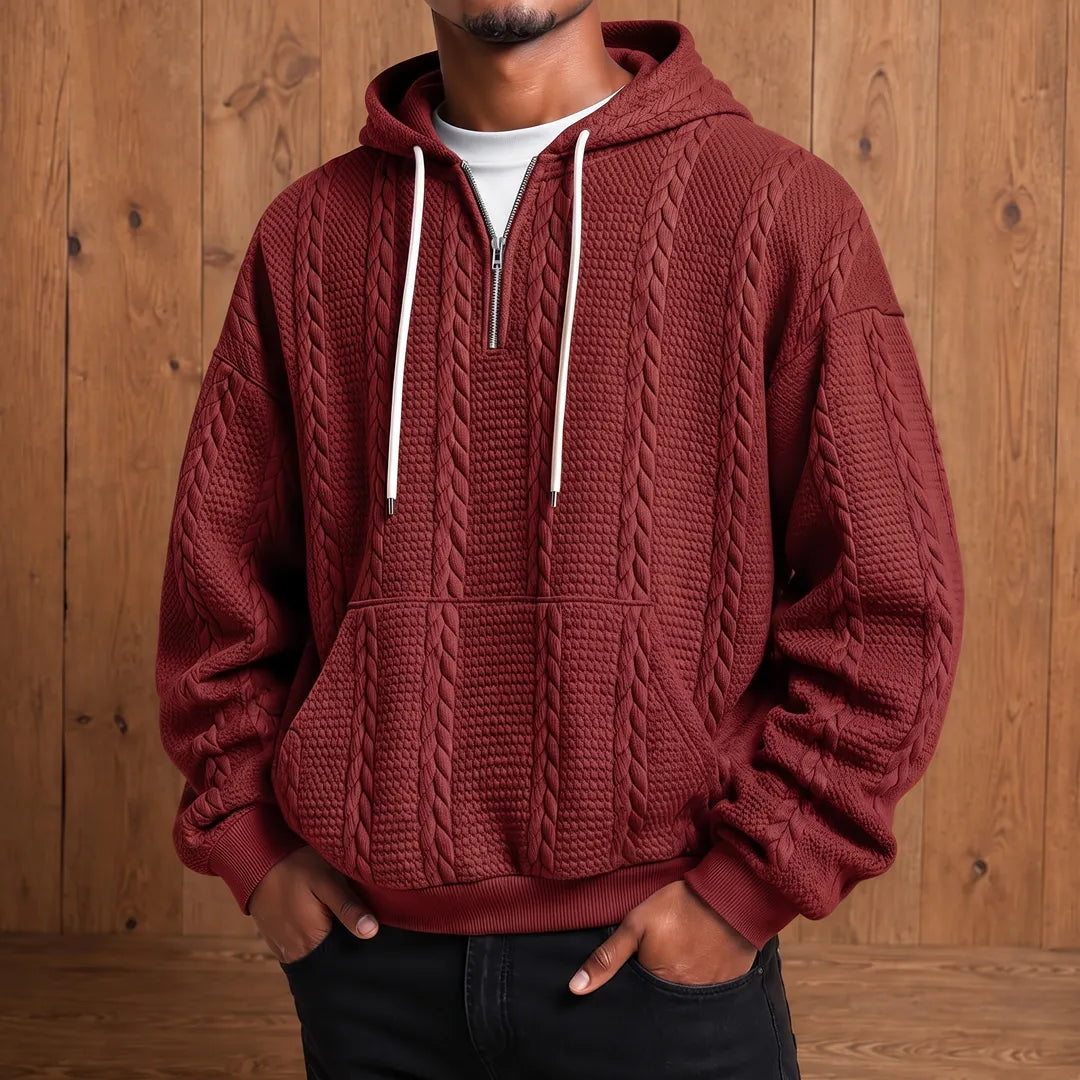 Cable Knit Hooded Pullover