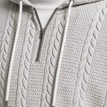 Cable Knit Hooded Pullover