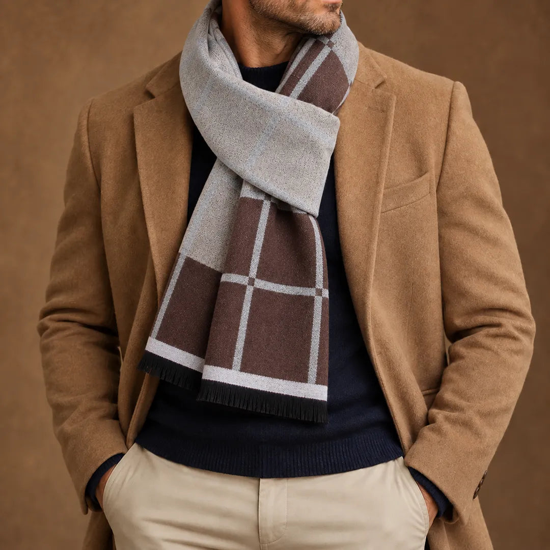 Checked Fringe Scarf