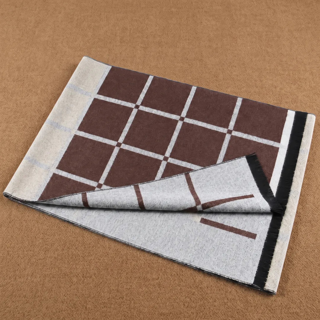 Checked Fringe Scarf