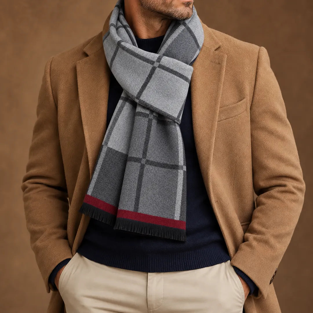 Checked Fringe Scarf