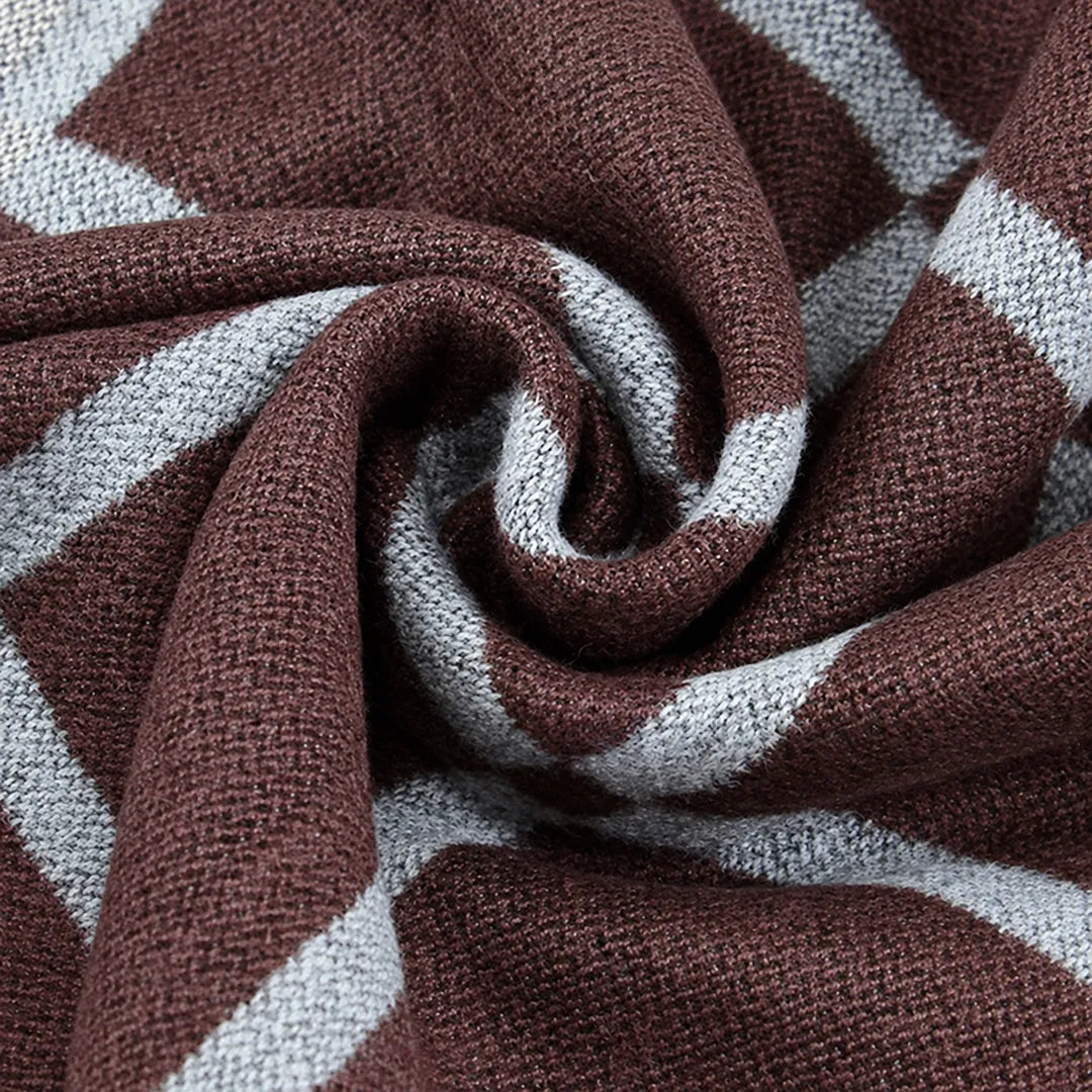 Checked Fringe Scarf