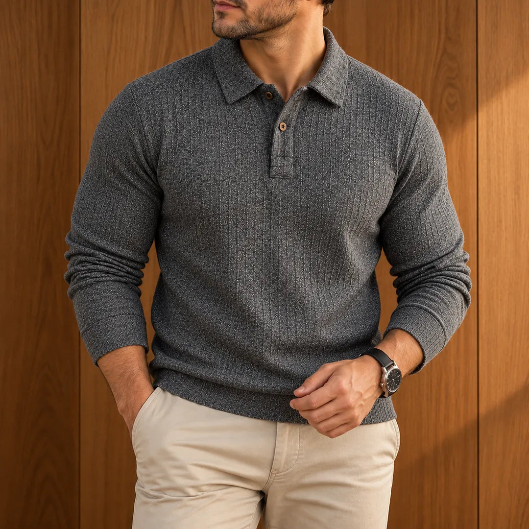 Classic Ribbed Polo Sweater