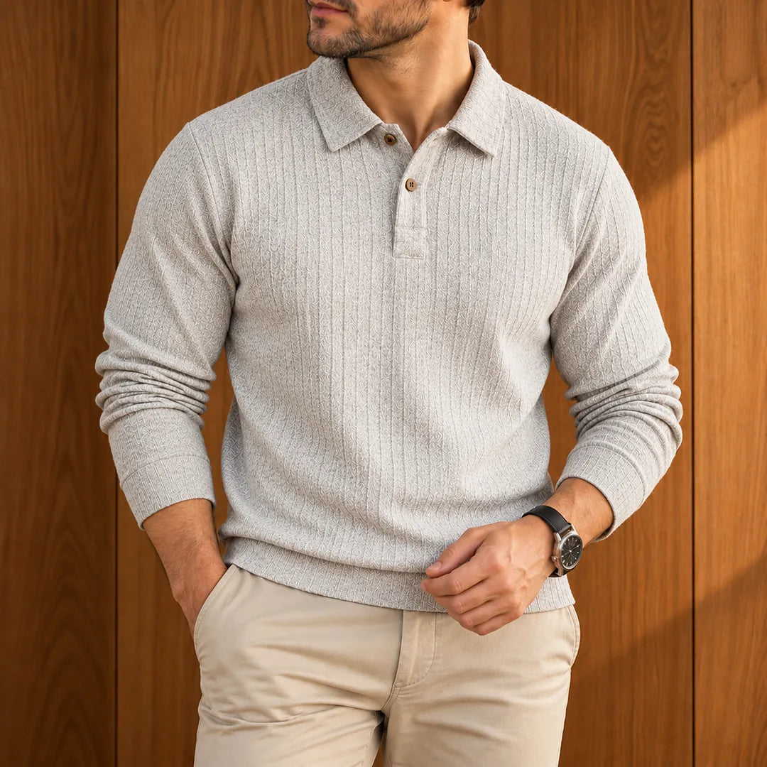 Classic Ribbed Polo Sweater