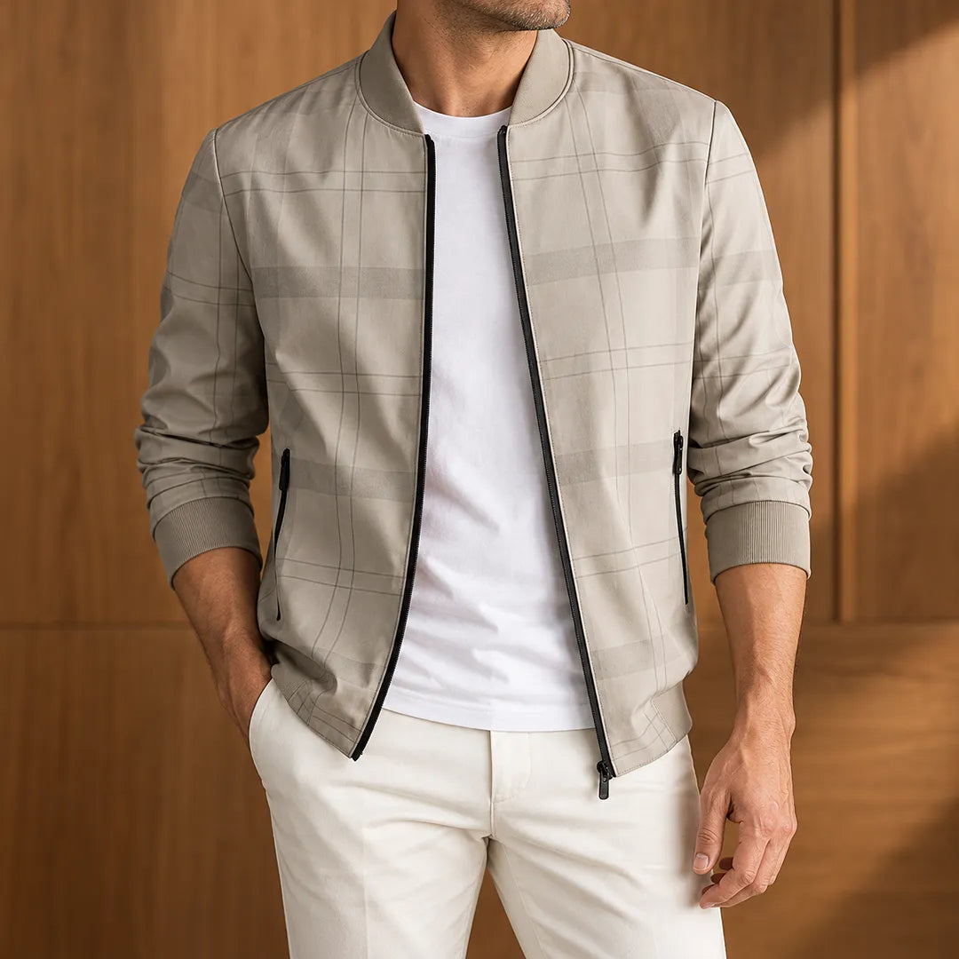 Clean Plaid Zip Jacket