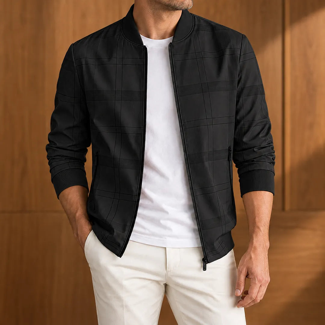 Clean Plaid Zip Jacket